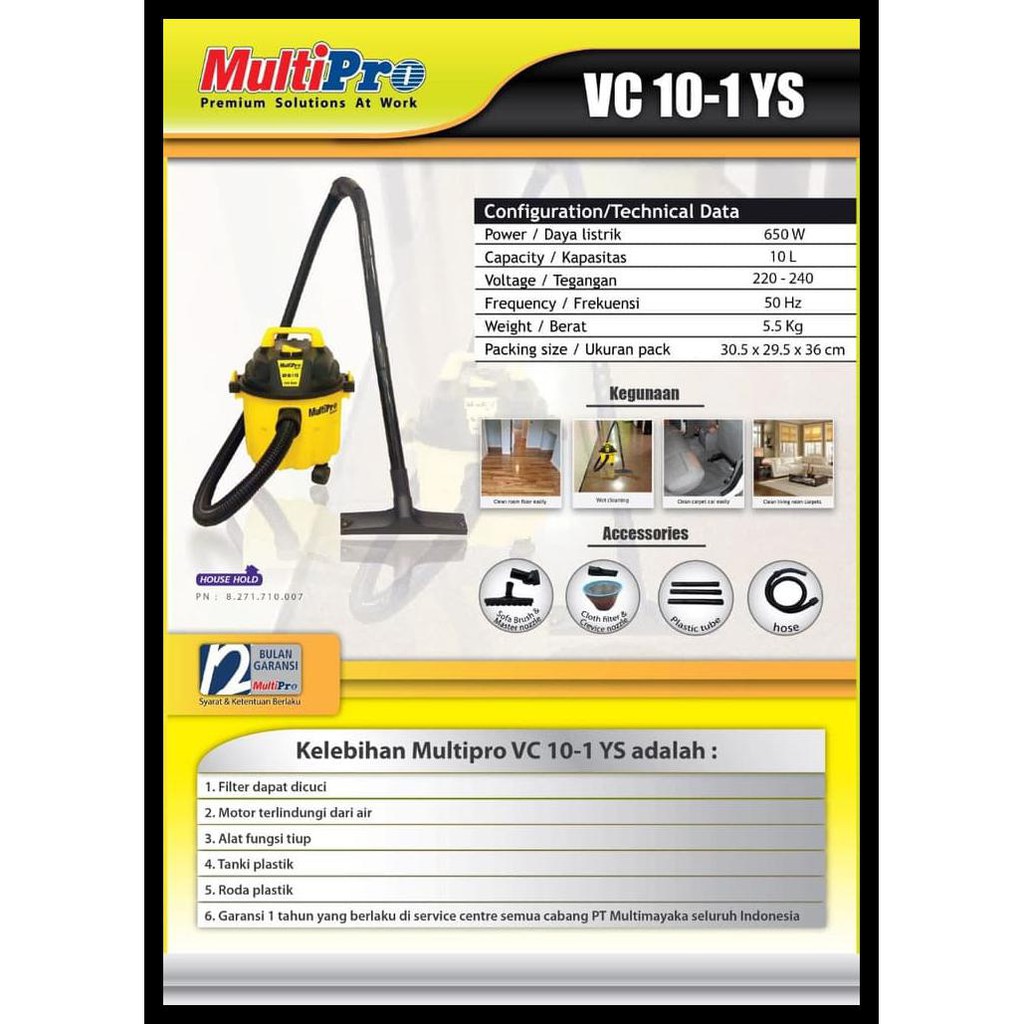 NEW MULTIPRO 10-1 YS LOW WATT VACCUM CLEANER VACUM CLEANERS MURAH TERUPDATE