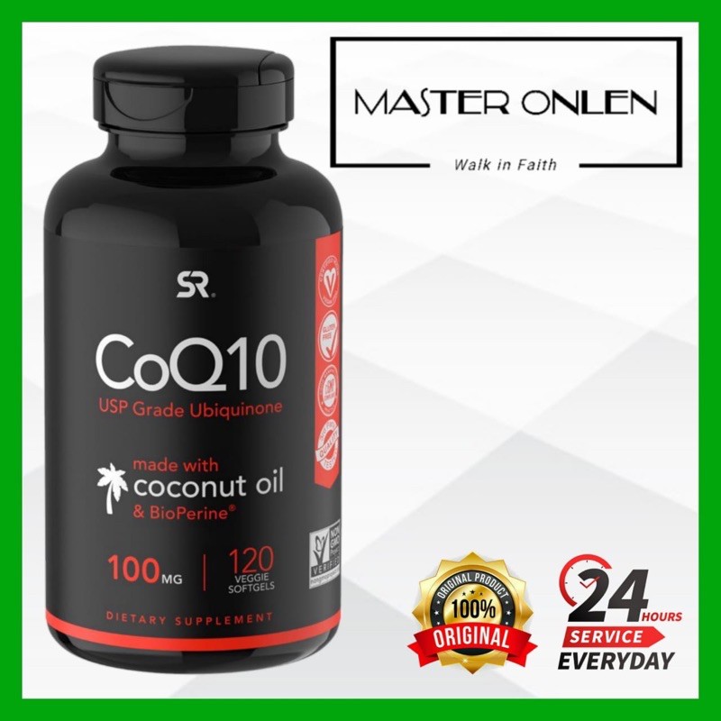 CoQ10 100 mg 120 veg capsule Sports Research CoQ10 Co Q10 100mg Usa CoQ 10