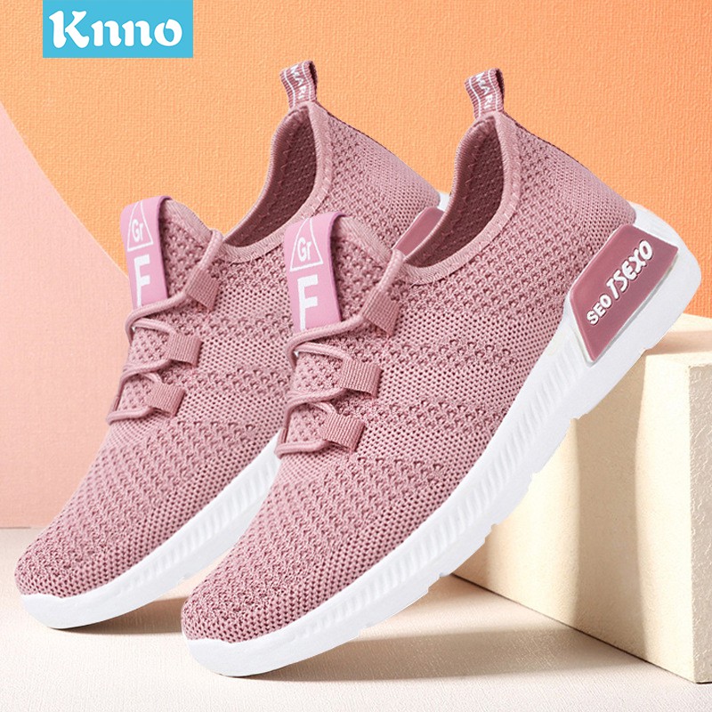 Kano style Wanita sepatu rajutan nyaman dan bernapas sepatu olahraga kasual