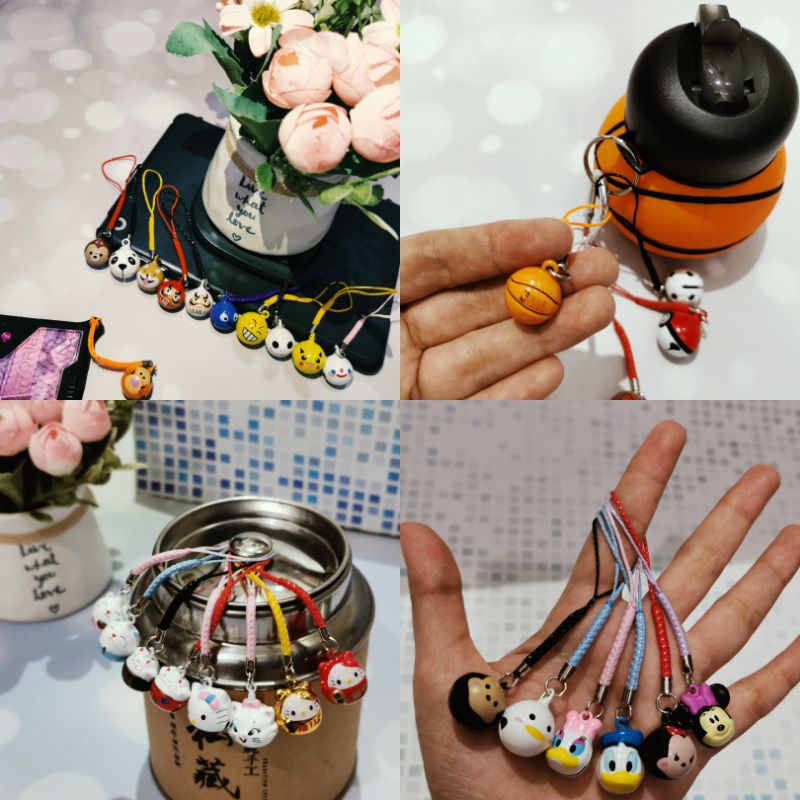 gantungan hp lonceng kecil jingle bells karakter keychain keyring mobile phone straps pendant