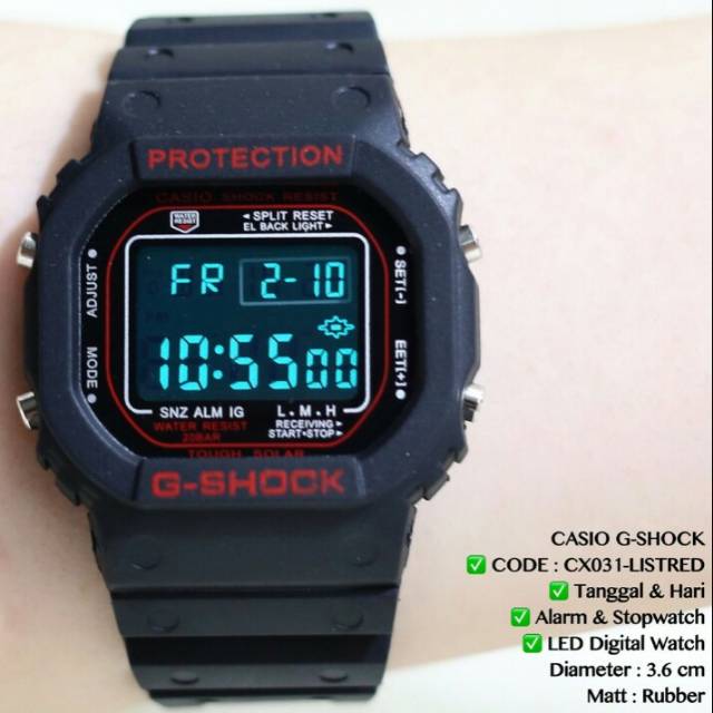 JAM TANGAN G SHOCK DIGITAL LIST MERAH