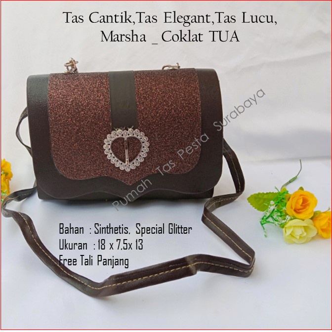 Tas Cantik,Tas Elegant,Tas Lucu,Marsha _ Coklat TUA