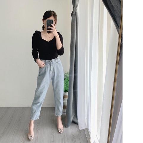➦ [Luxe.Dlabel]-Peyton Jeans |Celana Panjang Jeans Wanita Import Highwaist Jeans Boyfriend Baggy ➧