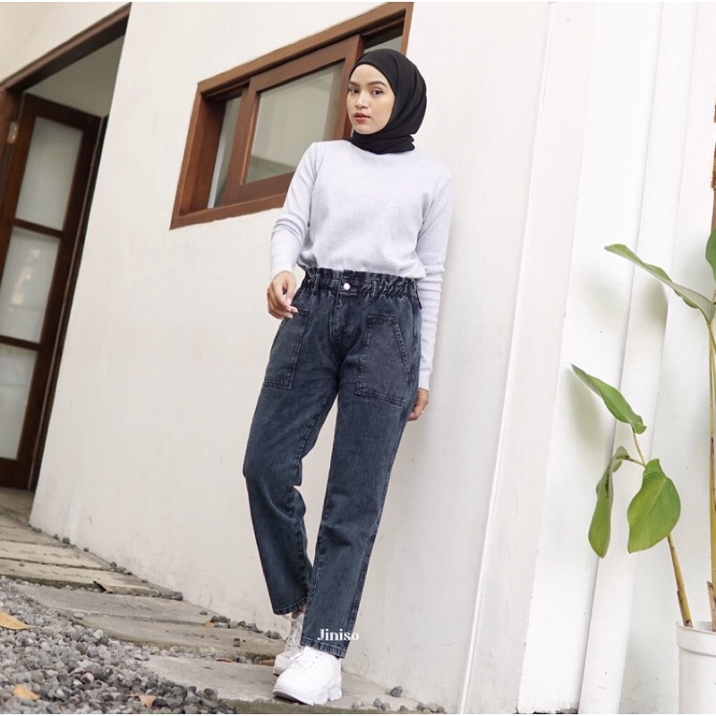 JINISO - Baggy Mom Jeans Ukuran 28