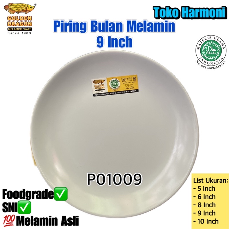 Piring Makan Bulat Melamin 23cm Golden Dragon P1009