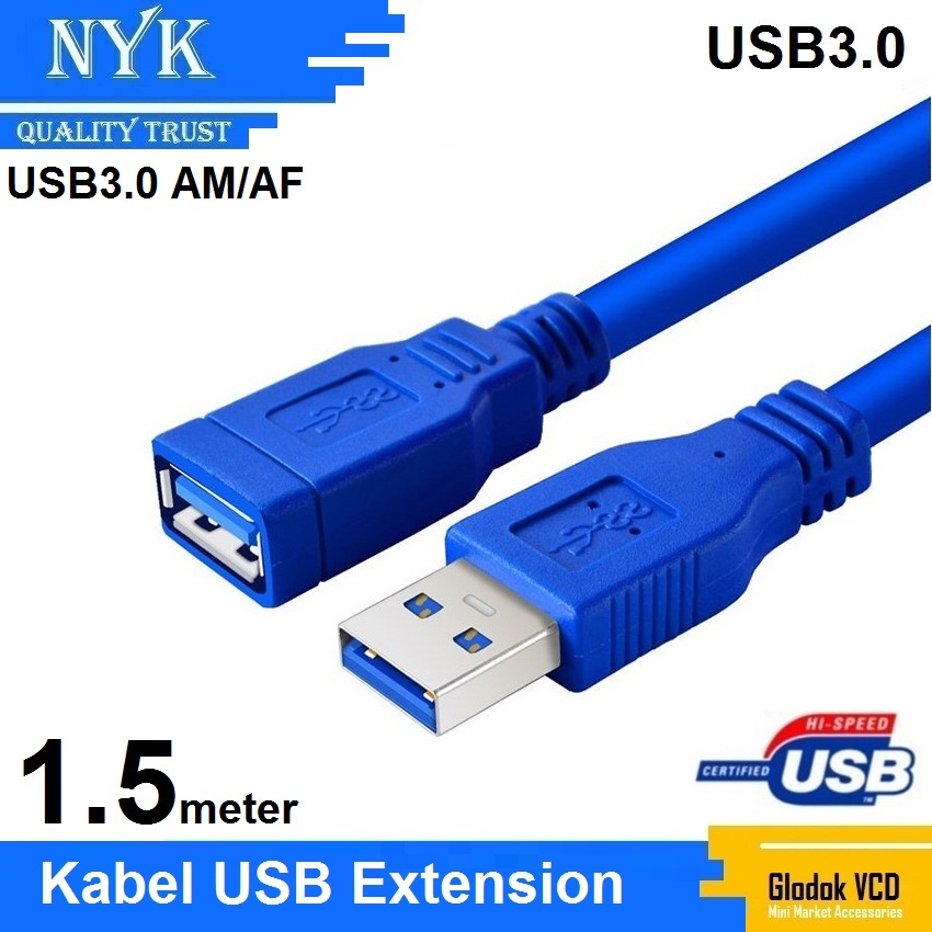 NYK Kabel USB 3.0 Extension Male to Female 1.5M