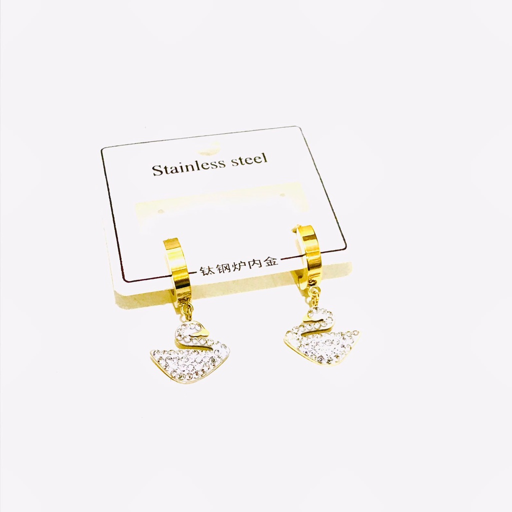 Anting Titanium Wanita Asli Emas Anti Karat Model Jepit AT-47-19-AMK