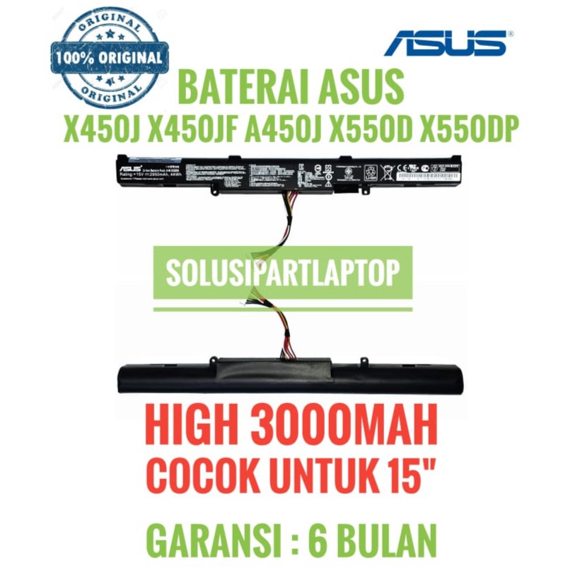 ORIGINAL Baterai Laptop ASUS X450 X450E X450J X450JB X450JF X450JN A41-X550E