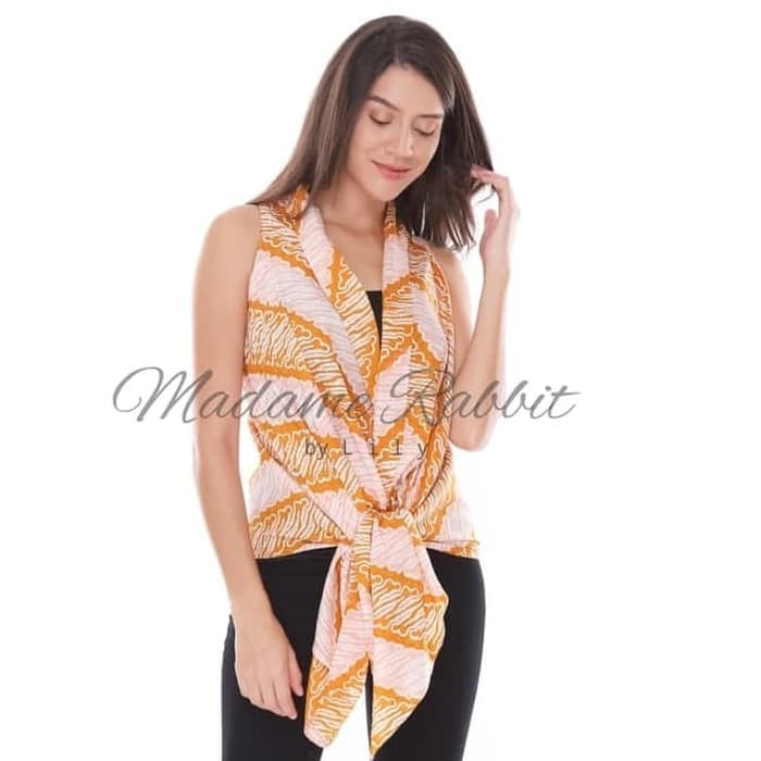 MADAME RABBIT - Cardigan Batik Wanita - Kuning Orange-1