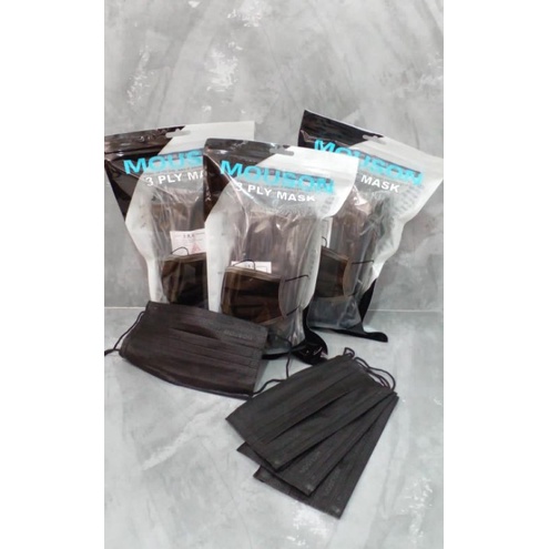 Masker 3 Ply 3ply Disposable Face Mask Mouson Warna Hitam Black Pink Nude Lady Pink Green Nude Dark 
