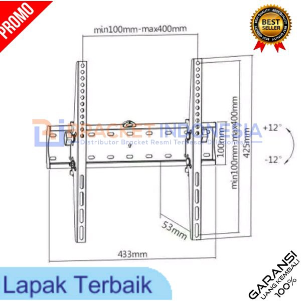 Bracket LED TV 49 INCH - 55 INCH Water Pass Bisa Gojek