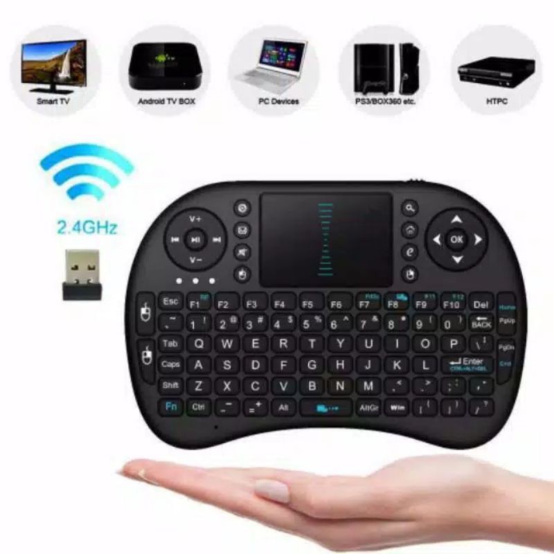 Keyboard Keypad Mini Wireless 2.4GHz Touch Pad Fungsi Mouse i8