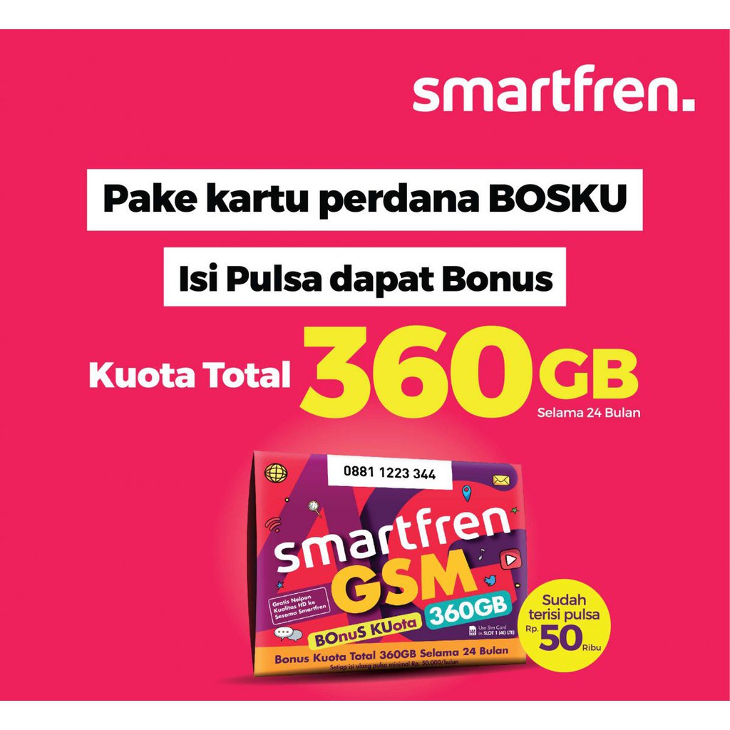KARTU PERDANA SMARTFREN 4G/4G+ Segel Bonus 360GB - EXP DES 2022