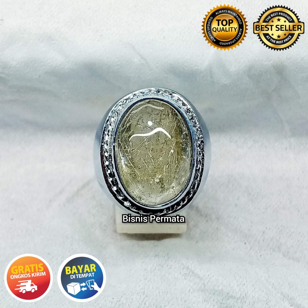 Cincin Batu Cendana Quartz Rutile Kecubung Rambut Emas