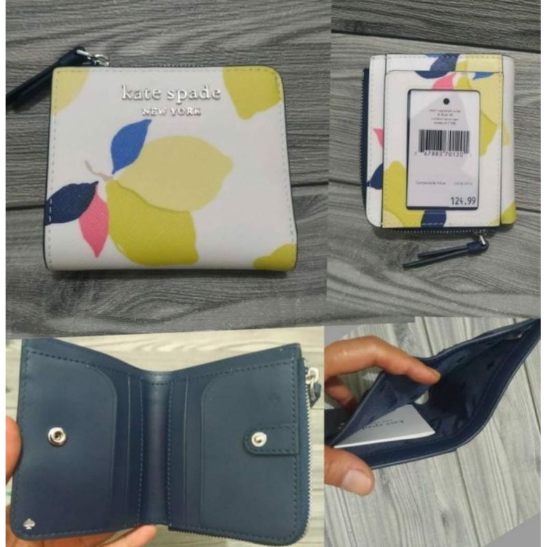kate spade bifold navy lemon