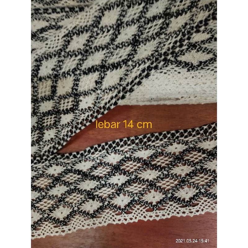 Renda bordir rajut/ kait lebar renda bordir katun renda lebar renda mukena