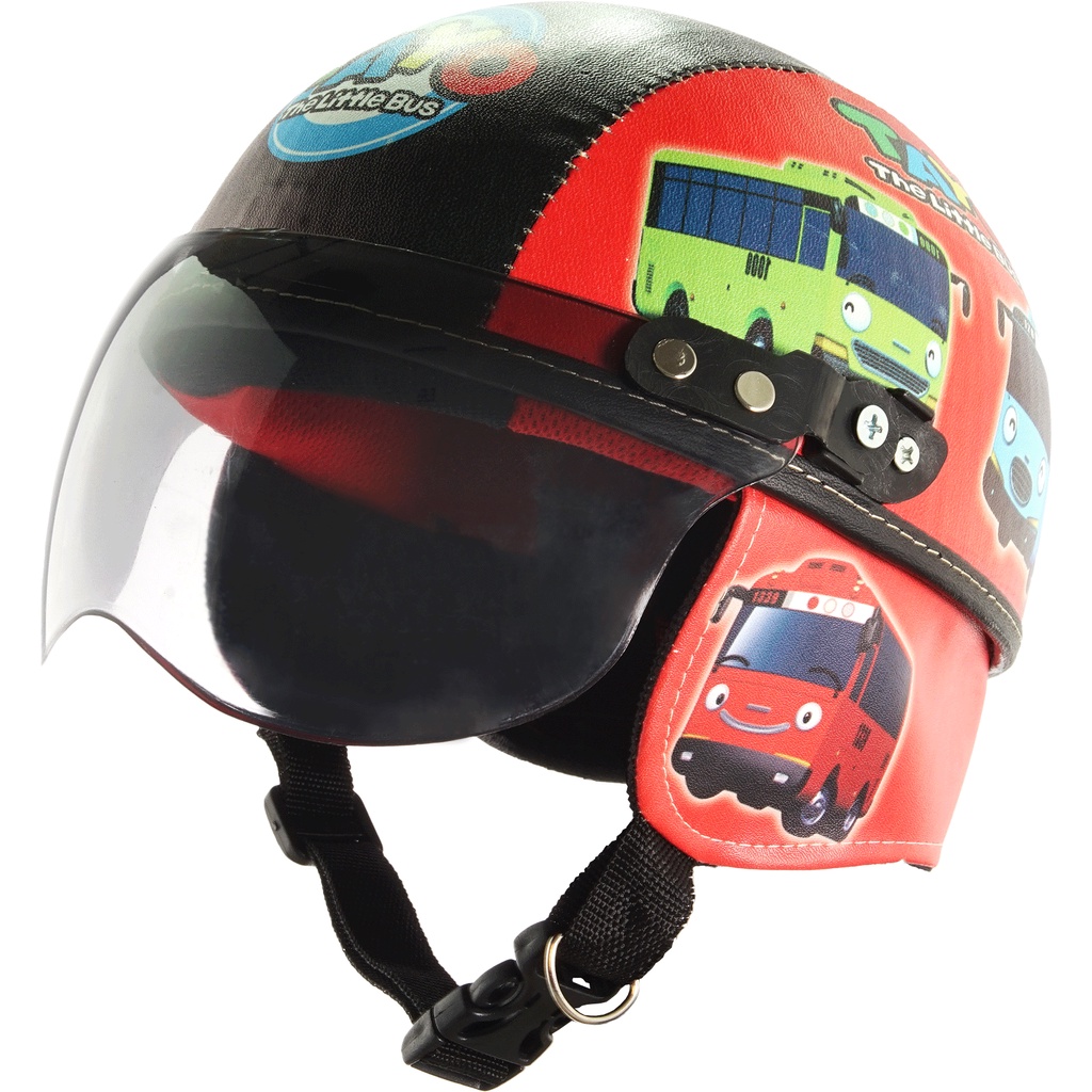 Helm Anak Untuk Usia 1-4 Tahun Motif Tayo - Merah Hitam