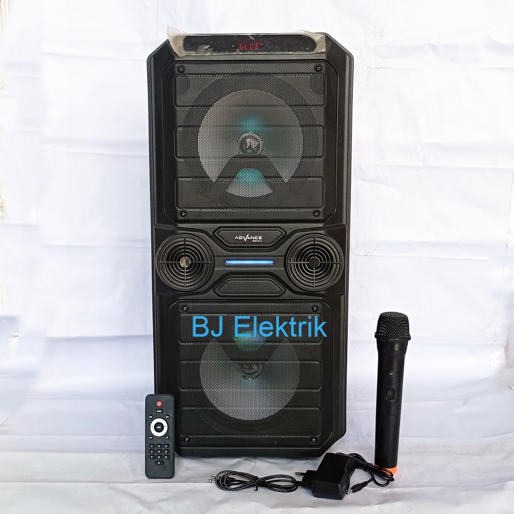 Speaker Bluetooth Portable Advance K8D 8 Inch x2 8in Double Speaker Aktif Suara Merdu Bonus Mic Wire
