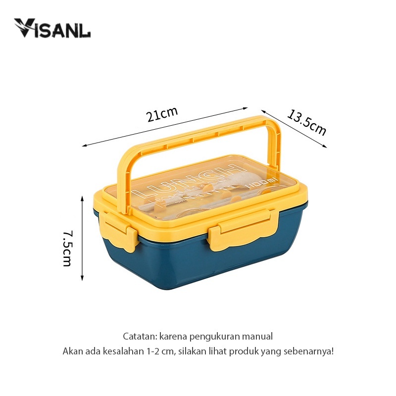 Kotak Tempat Makan / Lunch Box / Bpa Free / Jerami Gandum / Bento Set Siang Bahan Jerami Pegangan