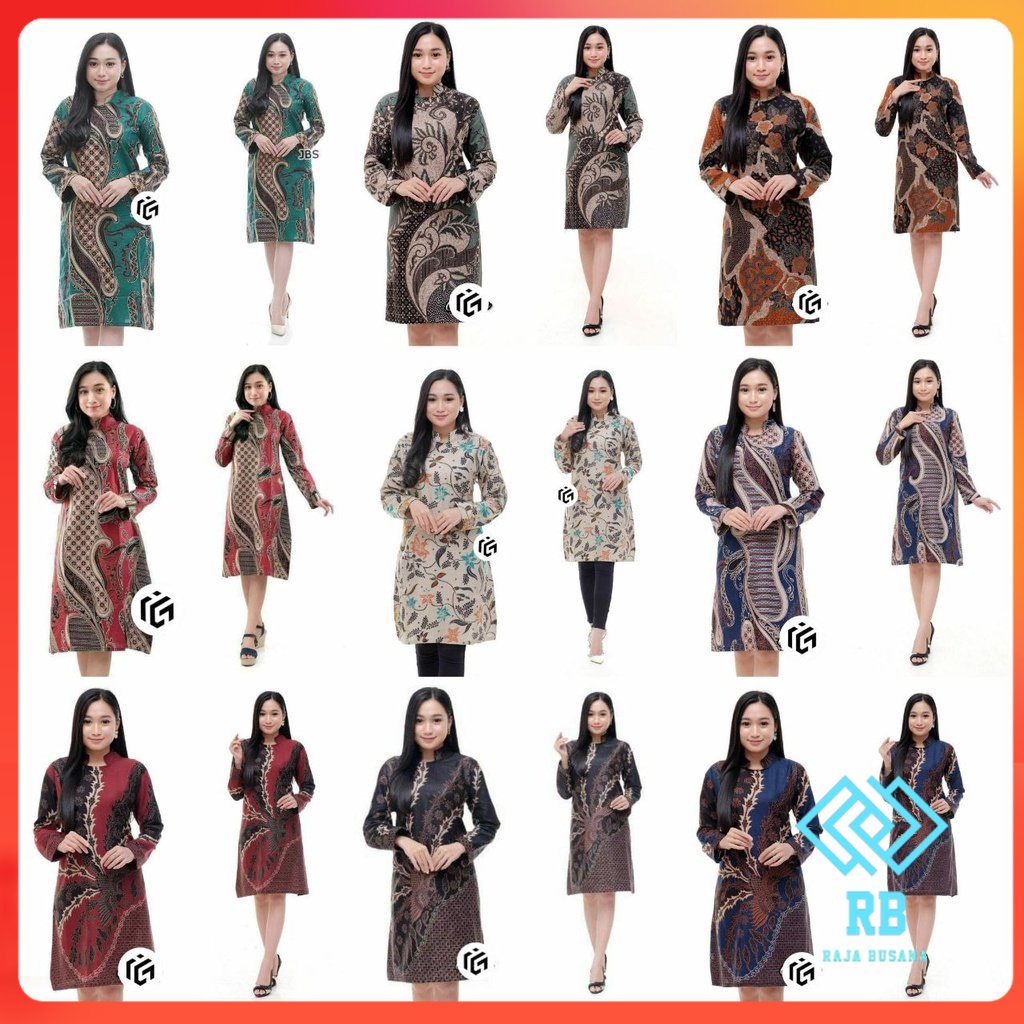 RAJA BUSANA BAJU BATIK WANITA ATASAN TUNIK BATIK MODERN BATIK KERJA WANITA SIZE M L XL XXL JUMBO