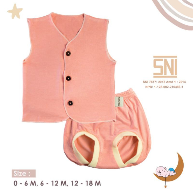 SNI MOONS Stelan Kutung Polos Newborn Premium | Baju Bayi Newborn