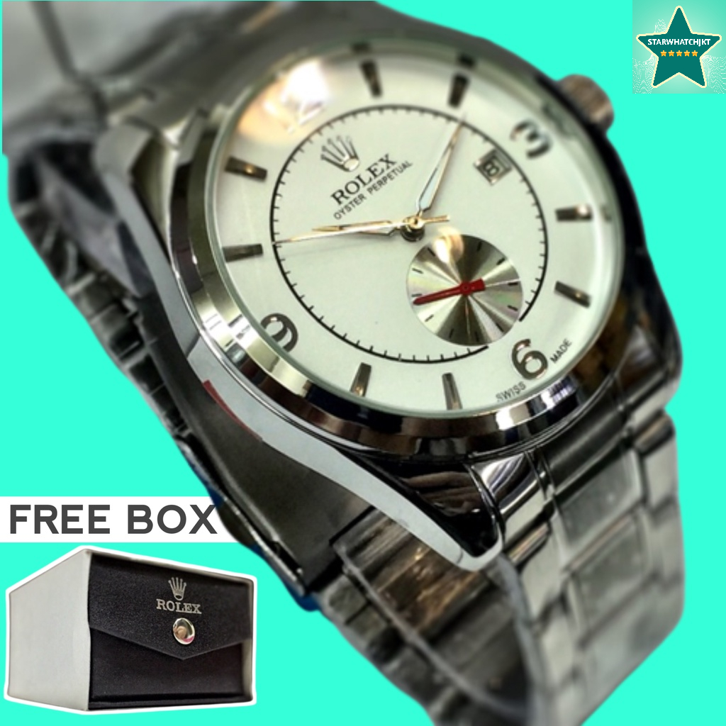 Jam Tangan Rolex Pria Otomatis Automatic Chrono Aktif Model Terbaru Tanggal Aktif Anti Air Rantai St
