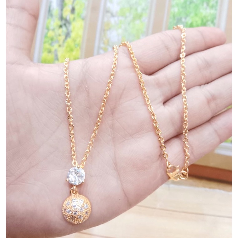 Kalung wanita ful permata lapis emas yaxiya xuping