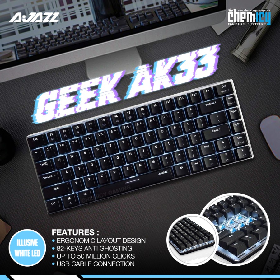 Ajazz Geek White LED AK33 White LED Mechanical Gaming Keyboard