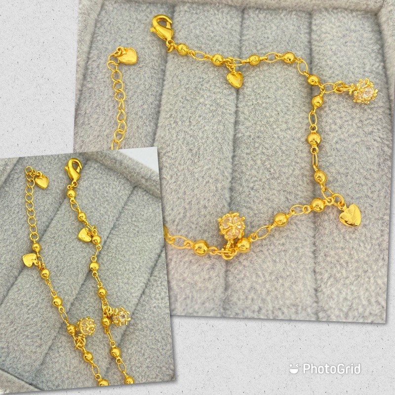 Gelang emas 24k xuping model love kristal nd009