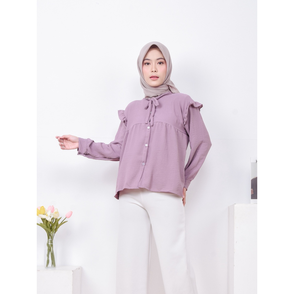 Kana Blouse - Blus Kemeja Rayon Crincle Polos