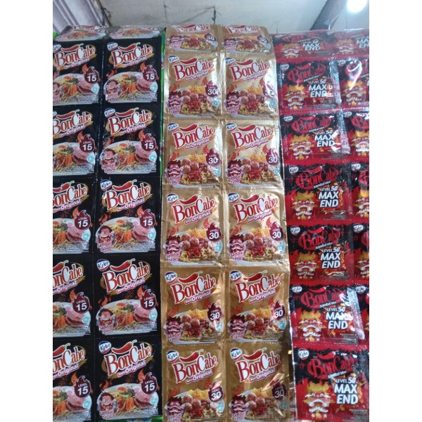 

BON CABE bubuk level 15, level 30, level 50 kemasan renteng isi 24pics