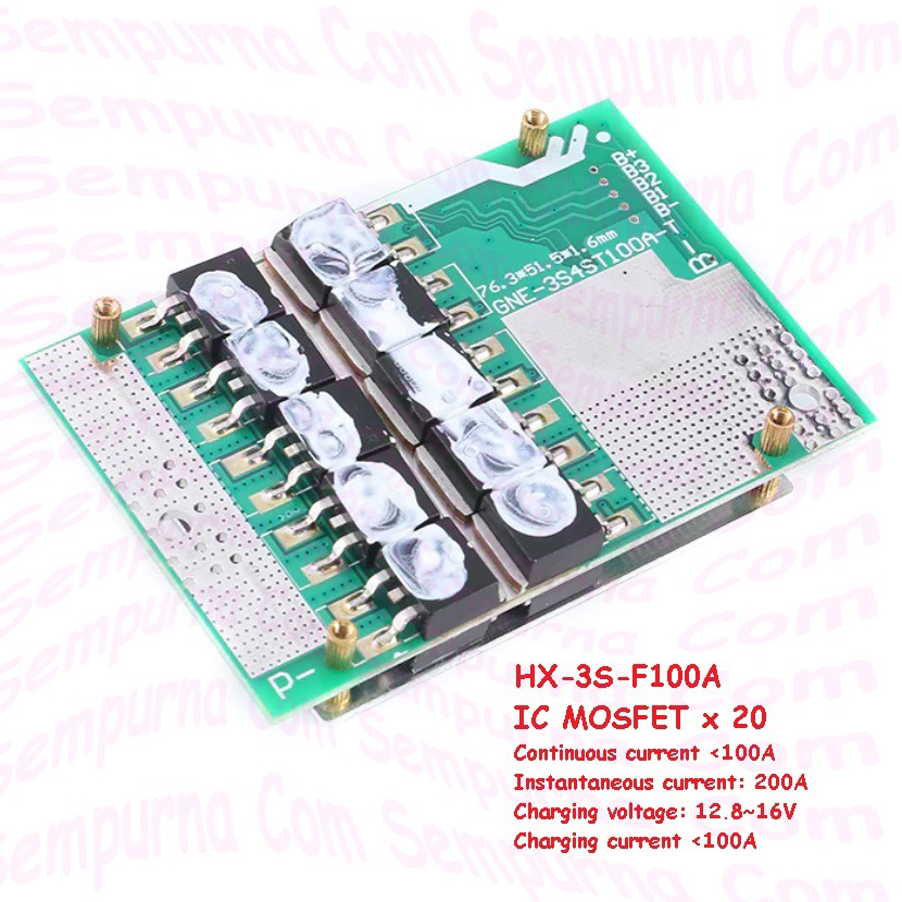 BMS 3S 12V 100A Lithium Battery Charger Protection board HX-3S-F100A GNE-3S4ST100A