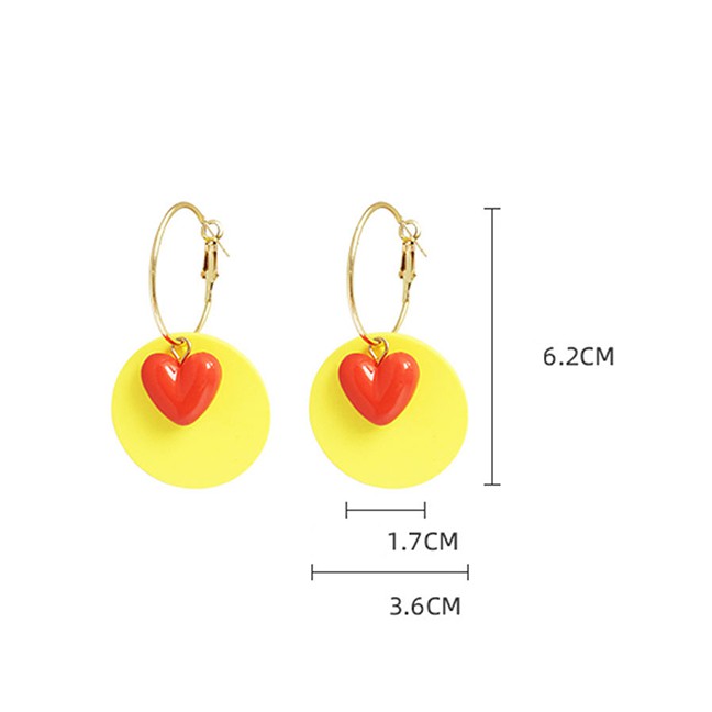 LRC Anting Tusuk Fashion Acrylic Round Love Big Earrings F7634X