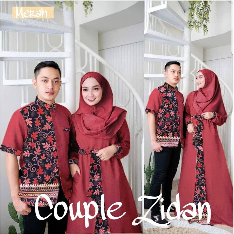 CP ZIDAN BATIK, COUPLE PASANGAN, MOSCREPE, GAMIS HIJAB MUSLIM, MAXY DRESS, 2 UKURAN