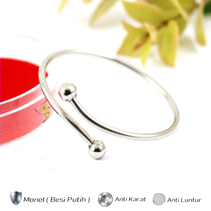 Gelang Monel Asli Anak Perempuan Laki Laki Dewasa Silver Perak Asli  Anti Karat Step