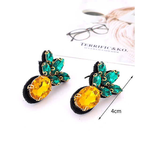 LRC Anting Tusuk Elegant Yellow+green Pineapple Shape Design Color Matching E60836