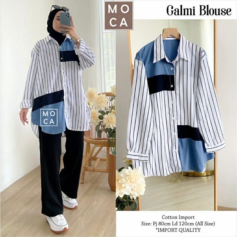 Galmi Blouse, BLOUSE/KEMEJA WANITA JUMBO CANTIK MODIS FIT XXL LD 120 BAHAN KATUN IMPORT TERMURAH OOTD