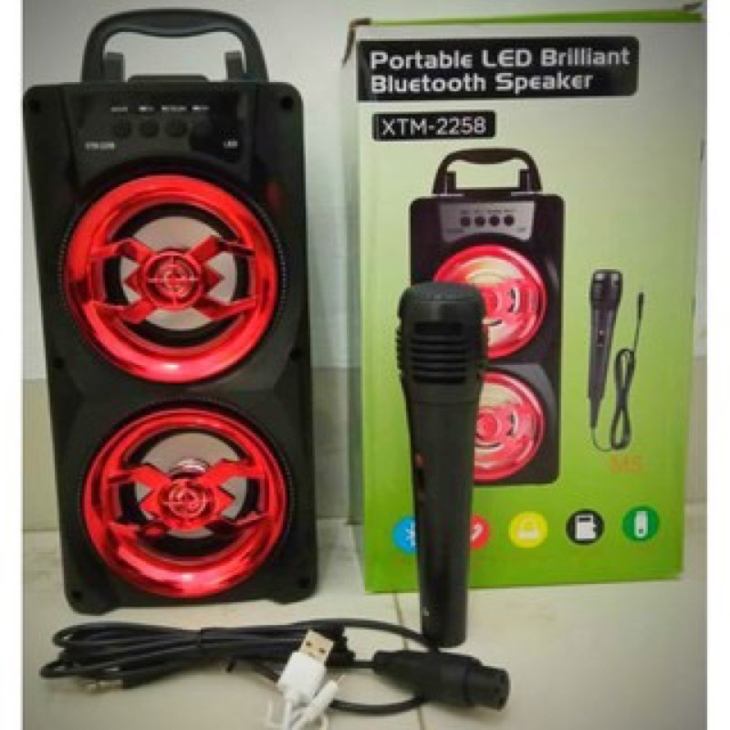 Promo Speaker karaoke XTM 2258 - Speaker bluetooth Bonus Mic