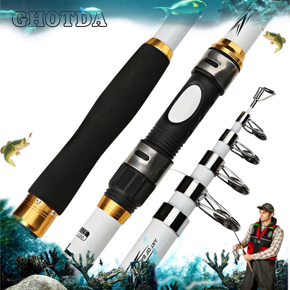 Joran Pancing Portable Carbon Fiber Telescopic 2.1M alat pancing stik pancing fiber joran pancing ca