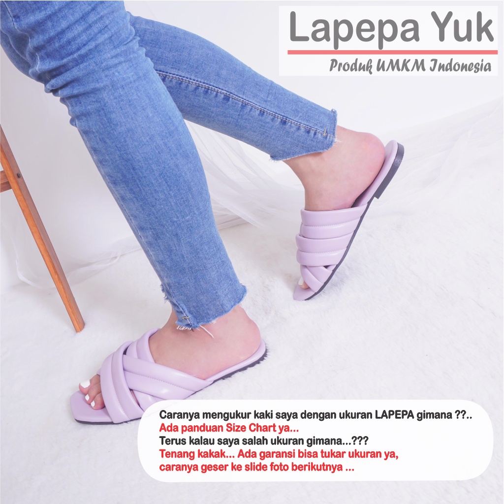 LAPEPA YUK - Sandal Wanita Teplek SHEILA ALL COLOR Sendal Cewek Flat Kasual Model Silang 3 Unik Size 36 37 38 39 40 Lucu Jalan Casual Santai Rumah Slop Warna Hitam Putih Sandals Pergi Selop Premium Original Kekinian Terbaru Shoes Mall Official Store