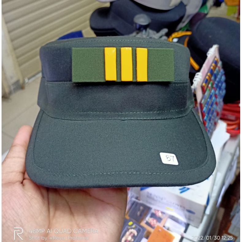 Topi pet pdh tni ad + pangkat kapten besi