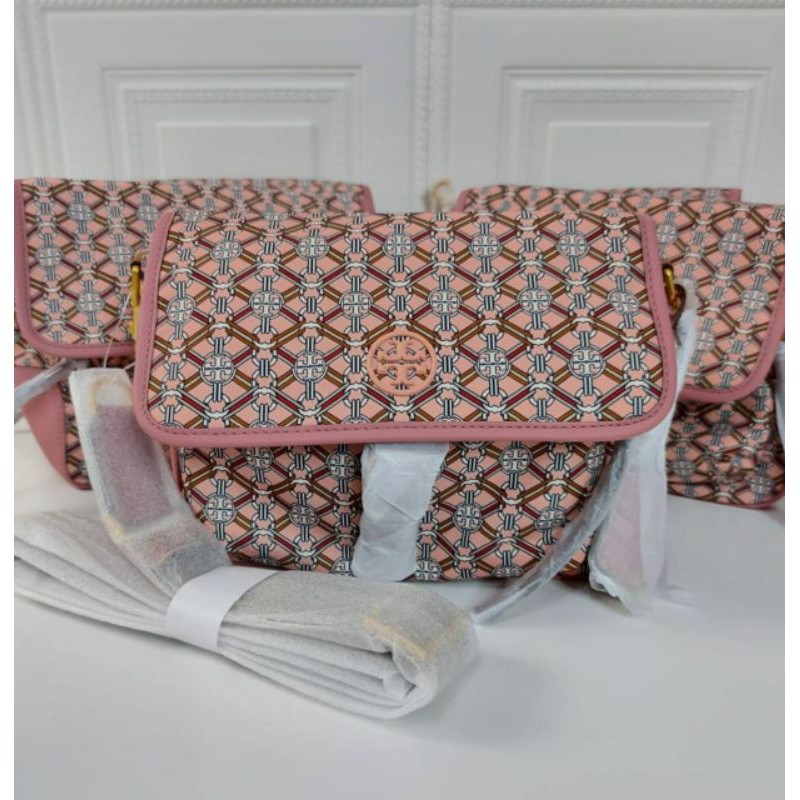 ready Tas tory burch printed crossbody pink asli
