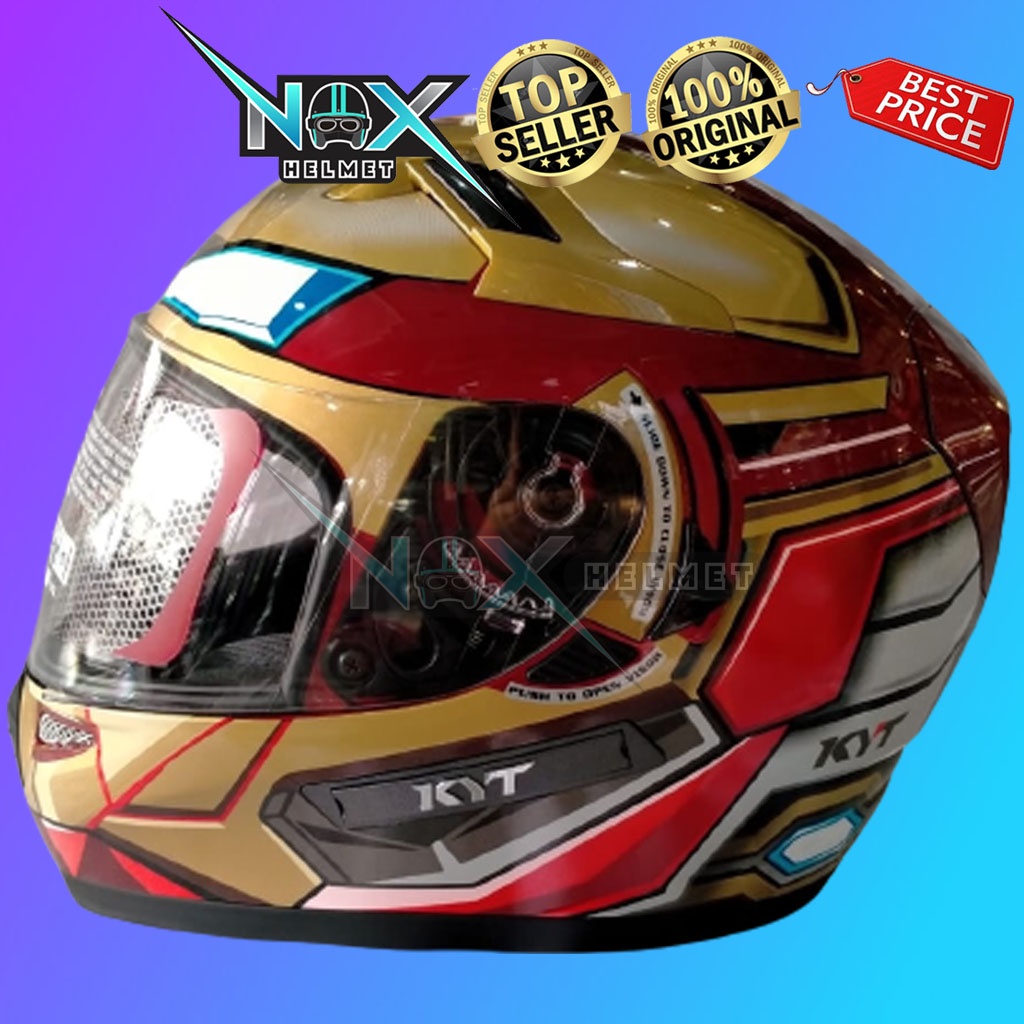 Helm KYT K2 Rider Marvel Iron Man Red Maroon Gold Fullface (ongkir 2kg)