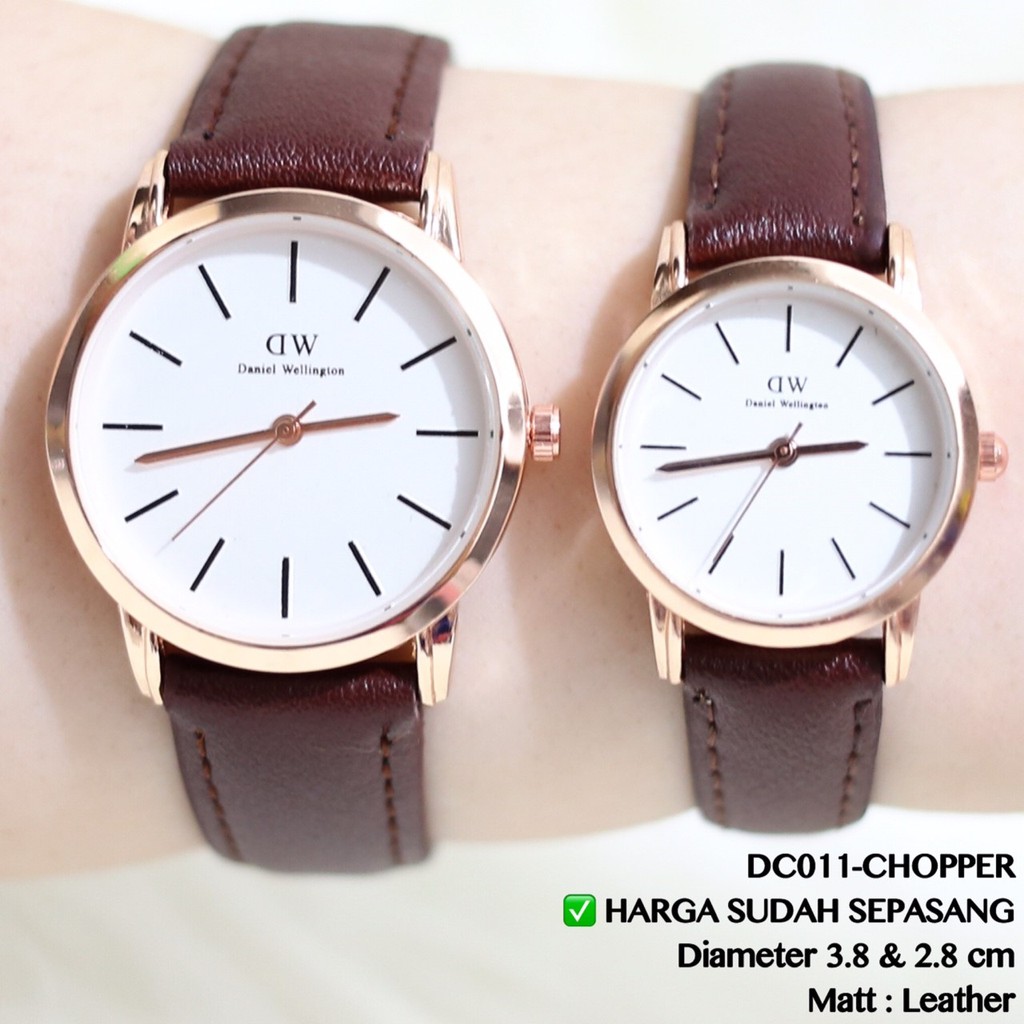 Jam tangan couple pria wanita kulit leather termurah import grosir ecer HARGA SEPASANG DC011