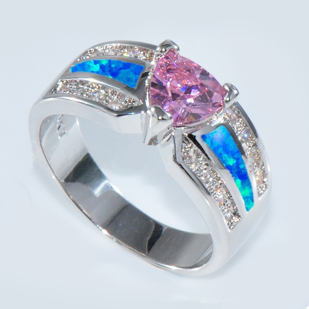 New European and American fashion pink love opal ring