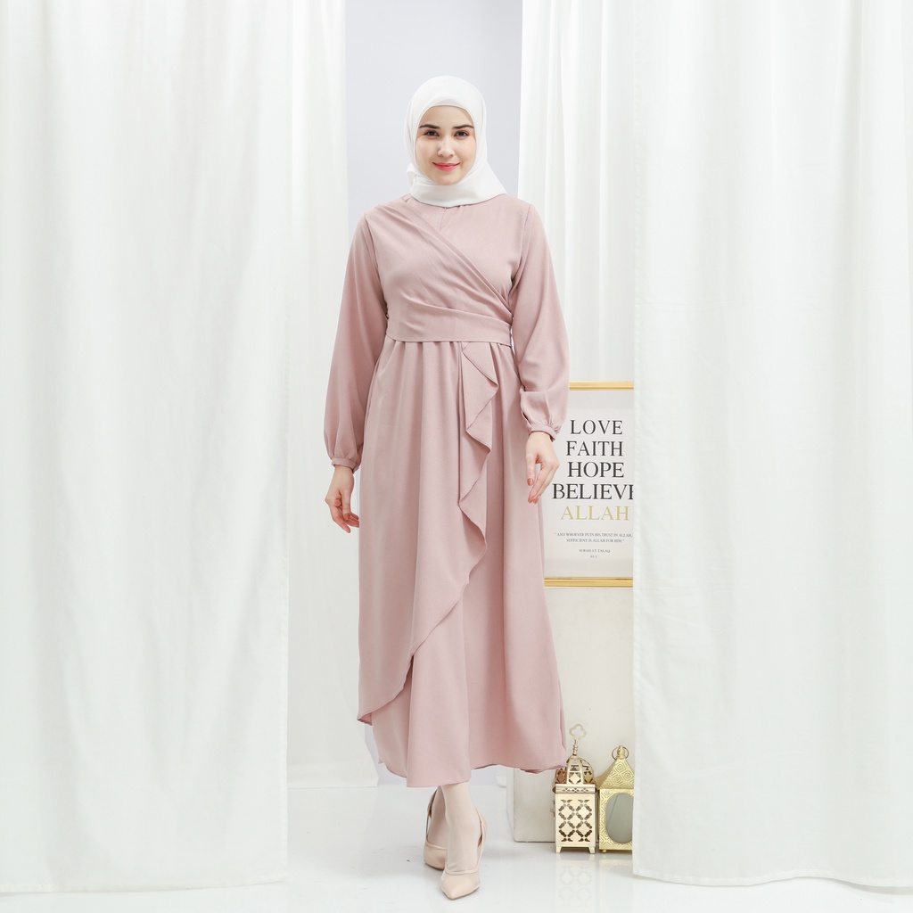 Lalucuku Exclusive Raya Series Dress/ Gamis Emira Wanita Busui Frendly Kekinian Bahan Lady Zara Import