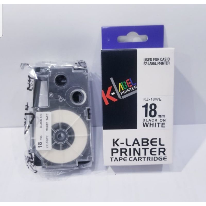 

K-label printer casio 18 mm Black on White tape KZ-18WE