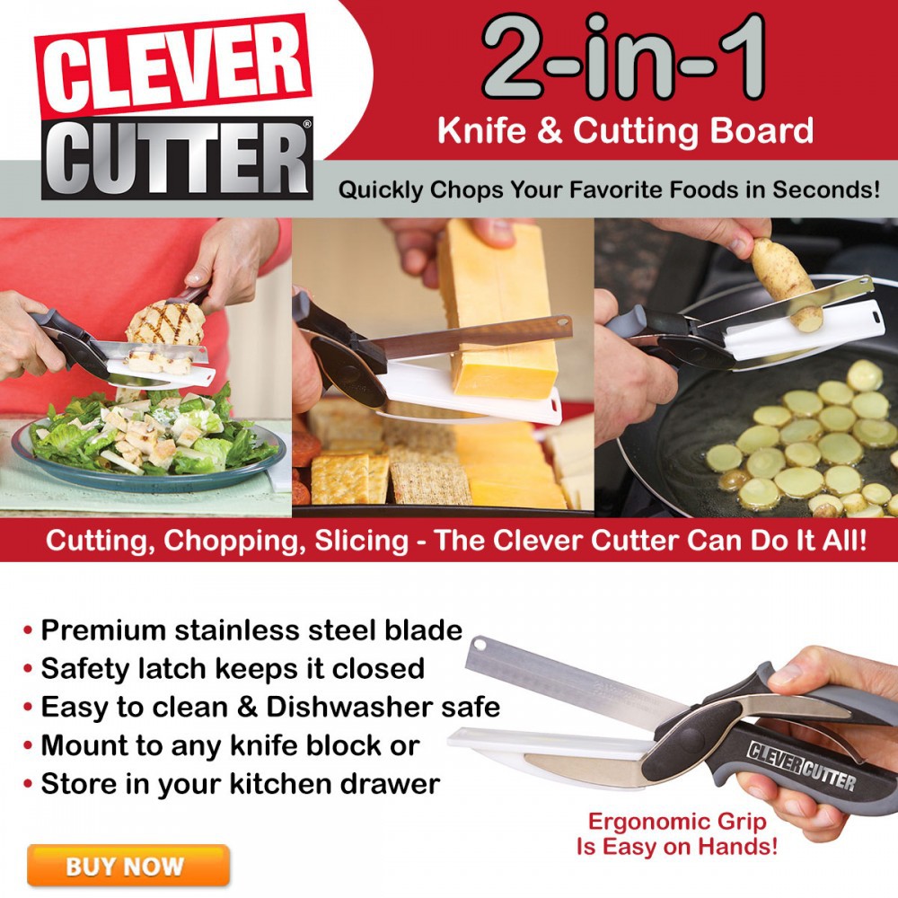 CLEVER CUTTER 2 IN 1 / PISAU GUNTING TALENAN MULTIFUNGSI GUNTING SAYUR PISAU DAPUR 400gr