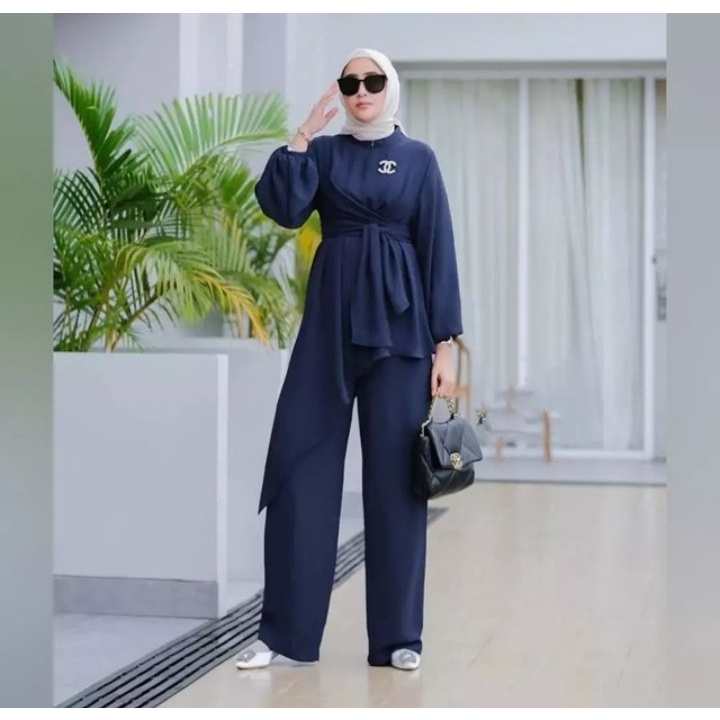 Setelan Jesika set tunik bahan crinkle -dress wanita terbaru 2022