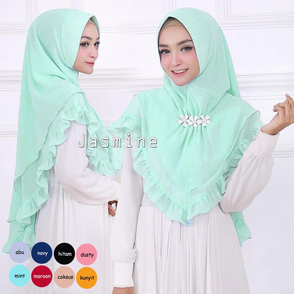 KHIMAR VANILLA HIJAB ONETO REMPEL MUTIARA MUSLIM WANITA HIJAB TERBARU INSTAN BERGO